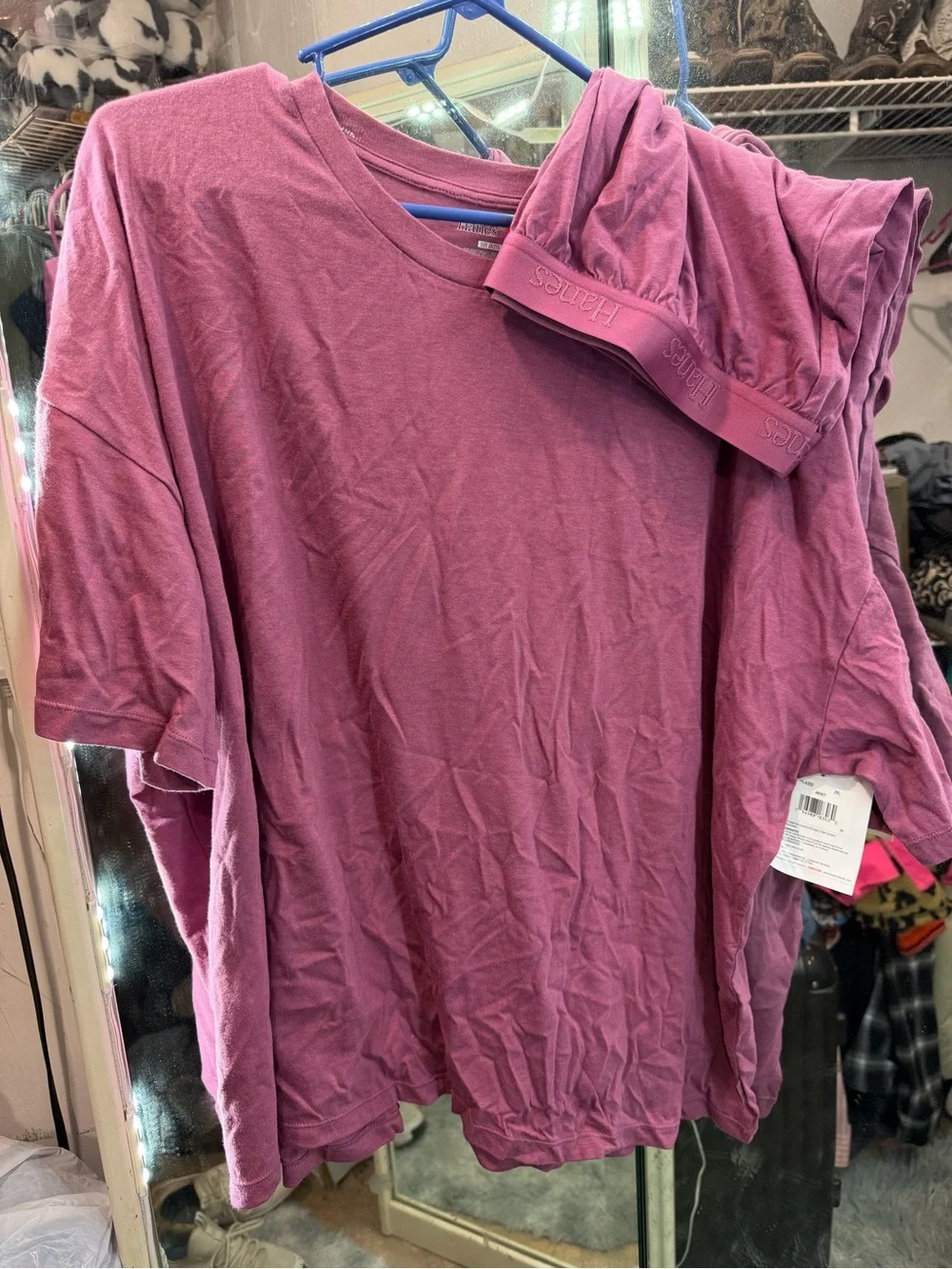Hanes Rose-Mauve Tee and Matching Set